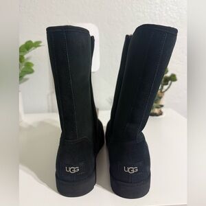 UGG Michelle BLACK Pull-On Suede Fur Lined Boots.